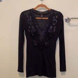 INC. Black Tunic Sweater with Sequin Detail